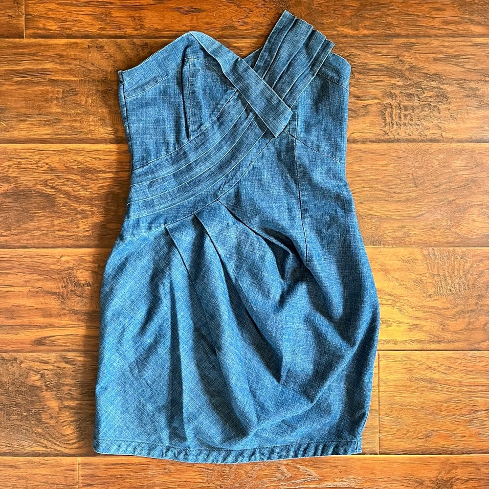 Romeo & Juliet Couture Blue Denim Strapless Dress